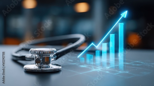 Healthcare growth graph rising medical technology stethoscope