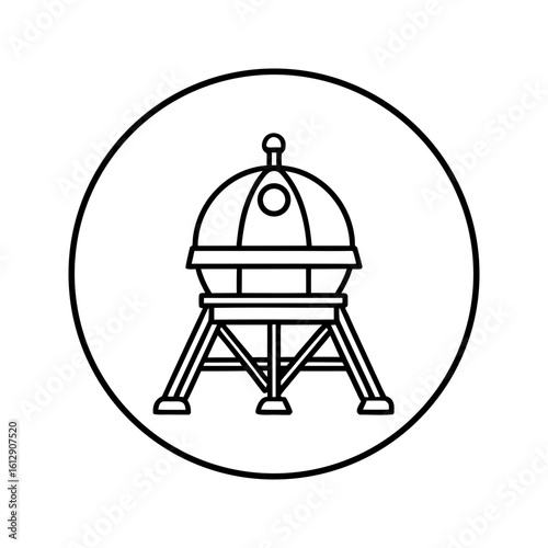 Line art icon of a lunar lander in a circle vector illustrstion