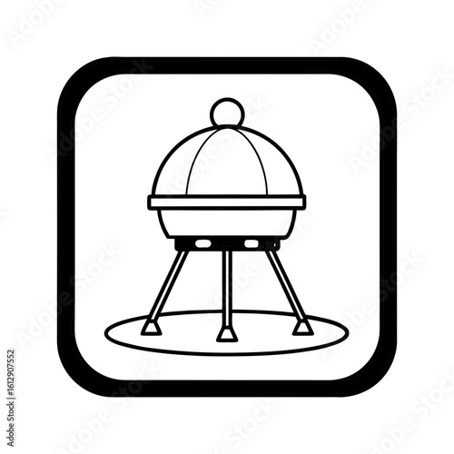 Line art icon of a lunar lander in a circle vector illustrstion