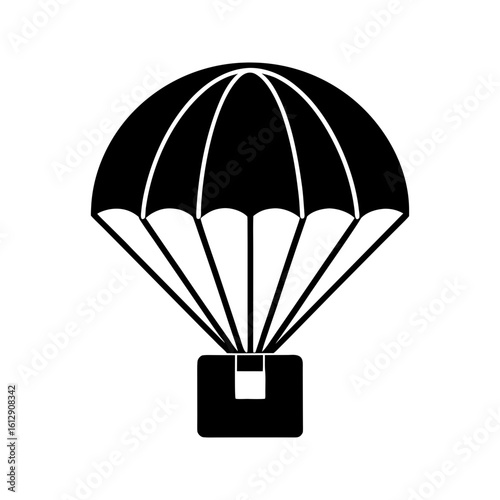 Black silhouette icon of a parachute vector illustration