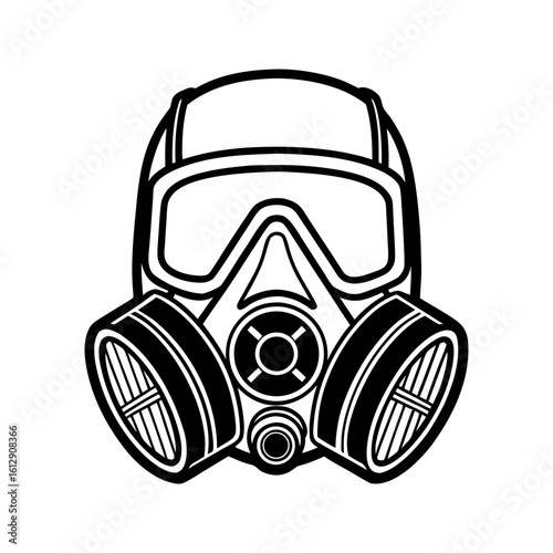Silhouette gas mask icon with filter vector illustration