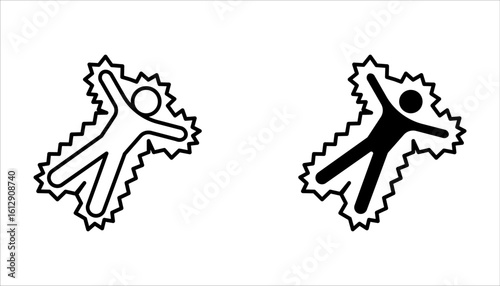electric shock icon set, Electrical Shock Hazard Symbol on white background