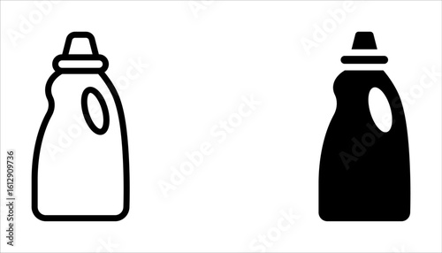 Bleach bottle icons set. Outline set of bleach bottle vector icons on white background