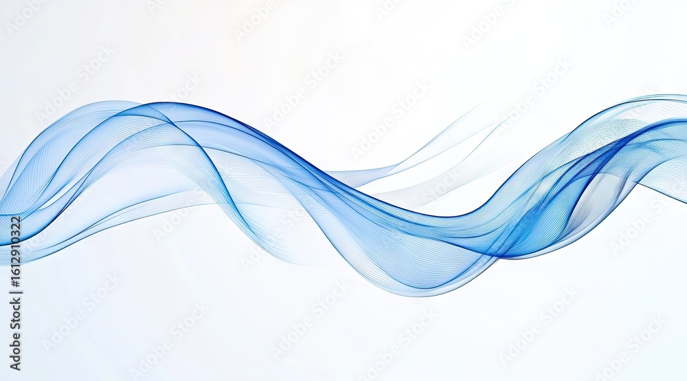 Obraz premium Abstract flowing blue waves on white background (4)