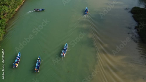 Lush green landscapes of Pacitan’s Maron River from above