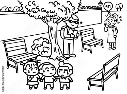 Stalker follows children coloring pages style.