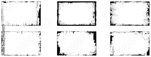 Edgy and Artistic Grunge Photo Frames A Collection of Four Unique, Distressed Borders Featuring Irregular, Jagged Edges and a Black-and-White Color grunge frames set with white space for photo album. 