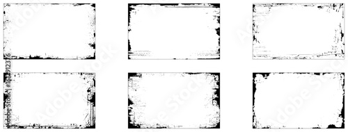 Six black and white grunge frames set with white space for photo album