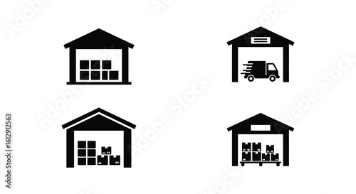 Warehouse Icons Set Delivery Logistics Storage