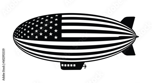 American Flag Blimp Air Ship Graphic Design