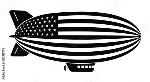 American Flag Blimp Air Ship Graphic Design