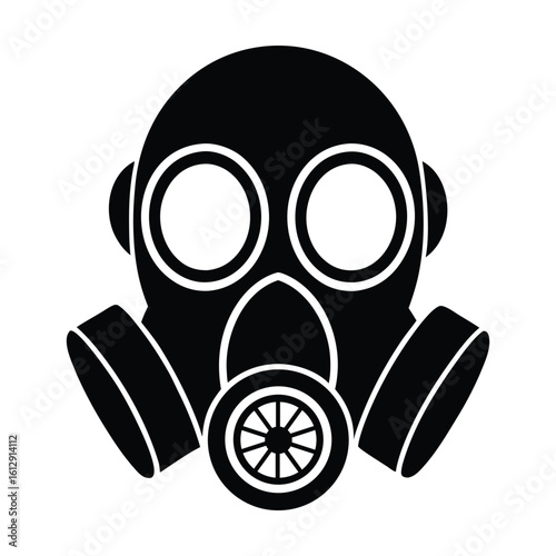 Protective Gas Mask Silhouette Vector For Hazard Design