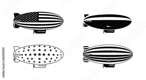 Four Airship Designs American Flag Stripes Stars