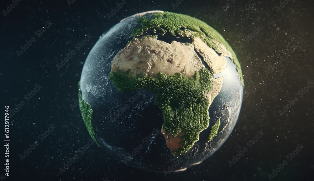 Obraz premium Earth globe, verdant continents, space