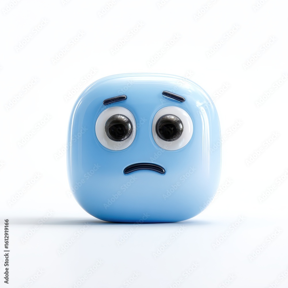 Fototapeta premium Cold Emoji. 3D Rendering of Exhausted Cartoon Emoticon with Bored Expression on White Background
