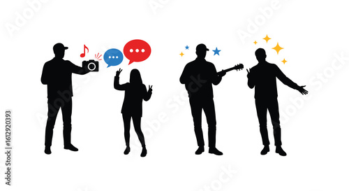 Silhouettes of People Enjoying Music Photography and Social Interaction