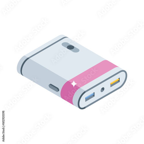Easy to edit isometric style icon of power bank