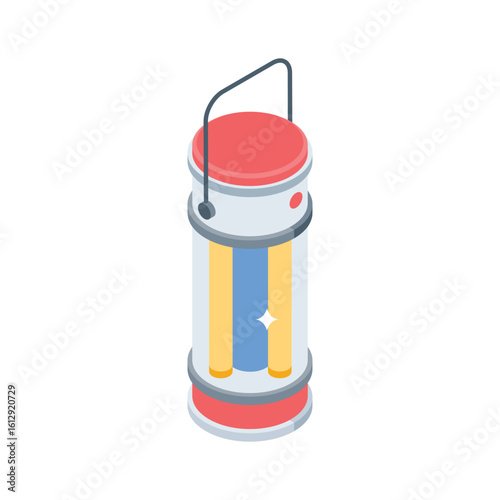 A well crafted isometric style icon of camping lamp