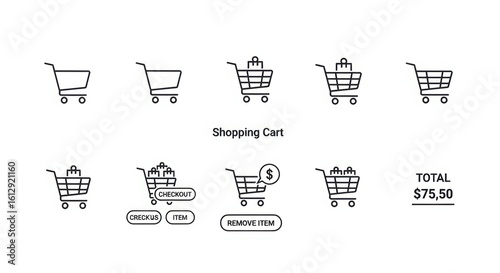 Shopping Cart Icons Add Remove Checkout