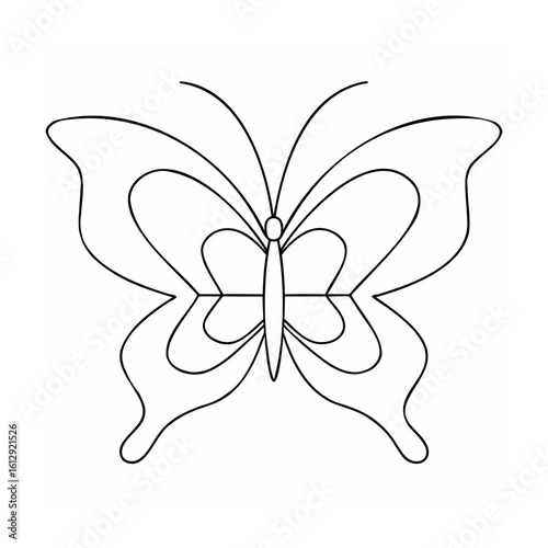 Stylized butterfly outline insect drawing