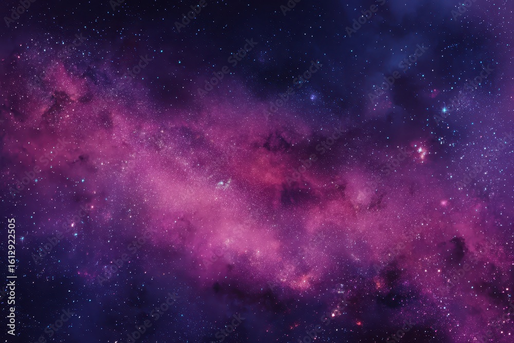 Obraz premium Exploring the vastness of dark pink and purple galaxy patterns filling the night sky with stars and cosmic wonders during a serene celestial observation