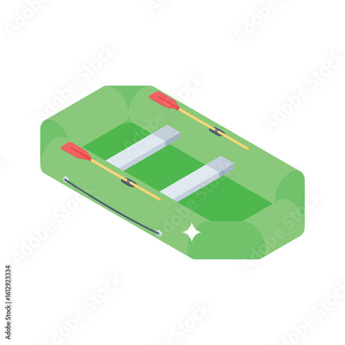 Well designed isometric style icon of inflatable rubber boat
