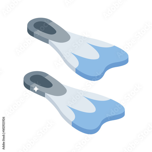 A well crafted isometric icon of snorkeling flippers