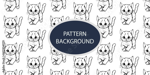 Handrawn cat pattern background design. pattern with handrawn simple element illustration for textile,background,banner,etc. Cute kid scribble doodle icons set. Hand drawn childish funny simple vector