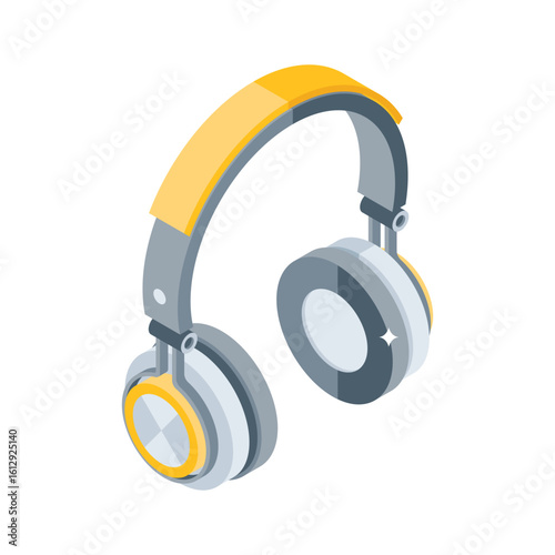 Trendy isometric icon showing headphones, easy to edit