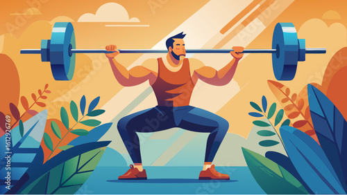 young man lifting weights