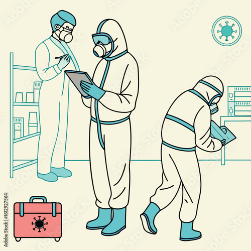 Health workers in full PPE gear during pandemic generated by ai