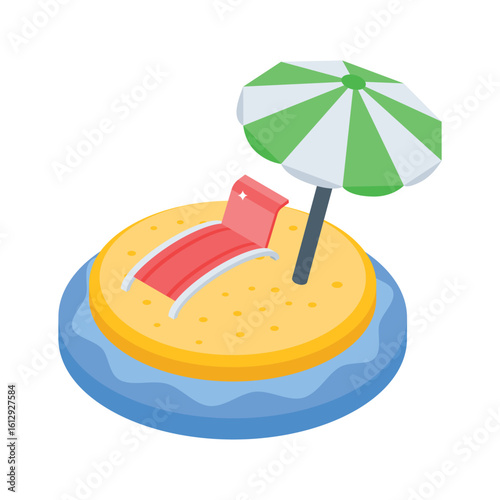 A customizable isometric icon of cozy beach chair