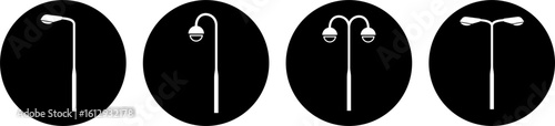 Street light, Street light icon, logo isolated on Black background. Vector illustration.