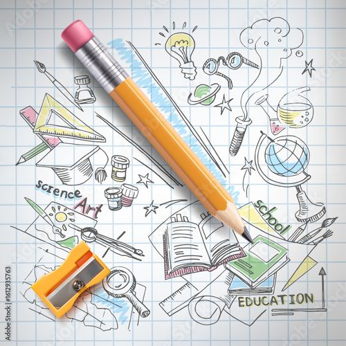 Education science concept pencil sketch