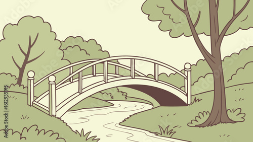 Picturesque River Bridge Vector
