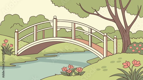 Picturesque River Bridge Vector