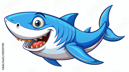 shark cartoon smiling white background