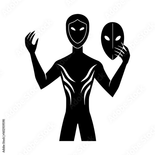 Person with mask identity concept vector graphic silhouette