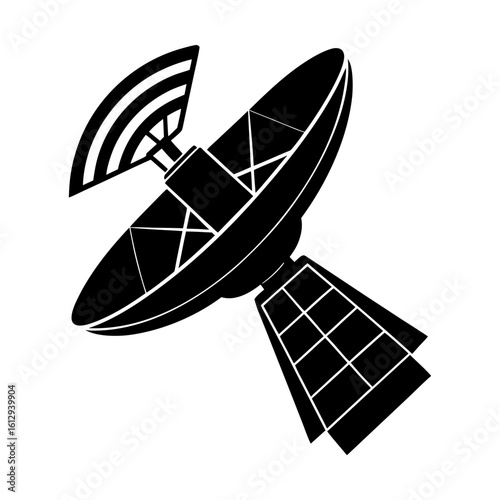 Satellite dish antenna communication technology vector graphic silhouette