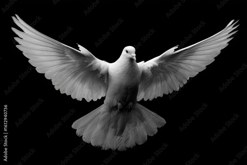 Fototapeta premium Dove Border. Symbol of Peace and Hope in Abstract Black and White Design