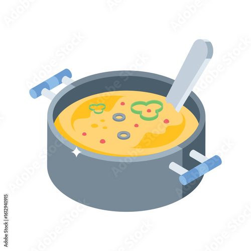 Premium isometric icon showing classic cooking pot