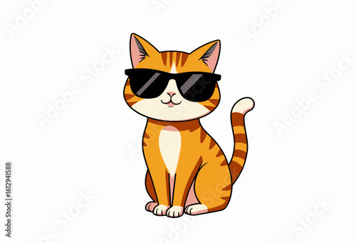 Cartoon orange cat wearing sunglasses and looking cool  