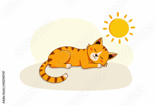 Orange tabby cat sleeping peacefully in sunny environment  