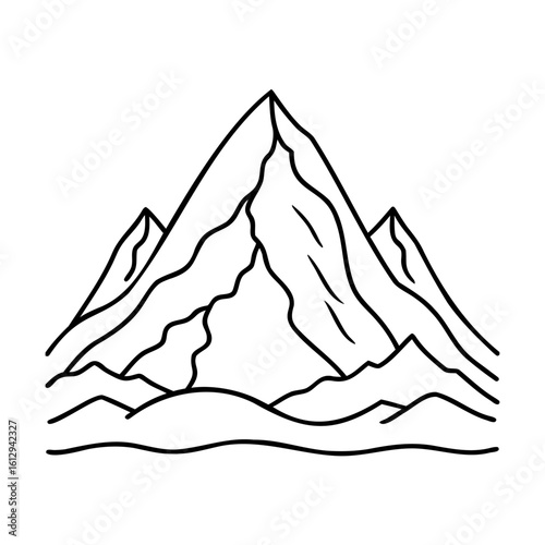 Majestic mountain peaks outlined in black summit landscape
