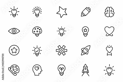 A creative line bundle representing imagination, inspiration, and vision. Ideal for vision boards, innovation campaigns, and creative resource pages
