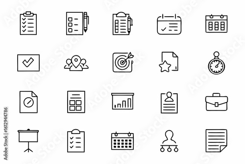  A focused line vector bundle capturing the essentials of financial review and reporting. Great for infographics, whitepapers, finance websites, and management visuals