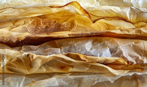 Wallpaper Mural Stacked layers of golden phyllo dough sheets close up food background Torontodigital.ca
