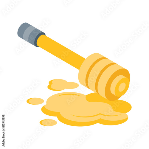 An isometric style icon of golden honey dip stick