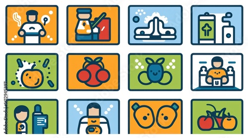 Funny cartoon people vector icon set for travel and tourism business