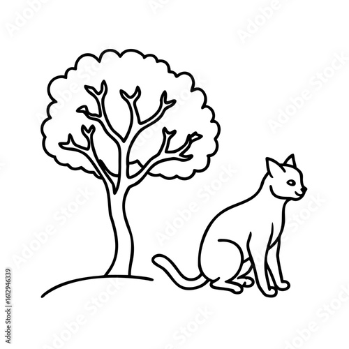 Feline companion by leafy tree animal domestic